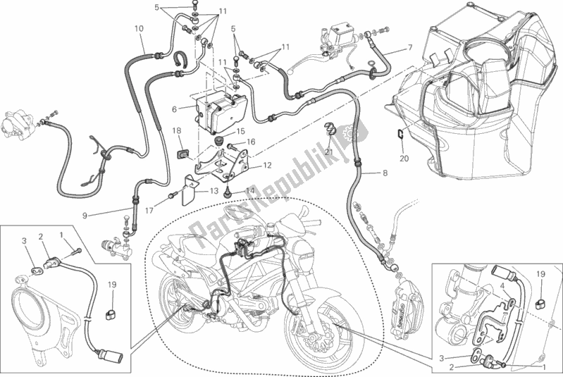 Todas as partes de Abs Do Sistema De Travagem do Ducati Monster 796 ABS 2014